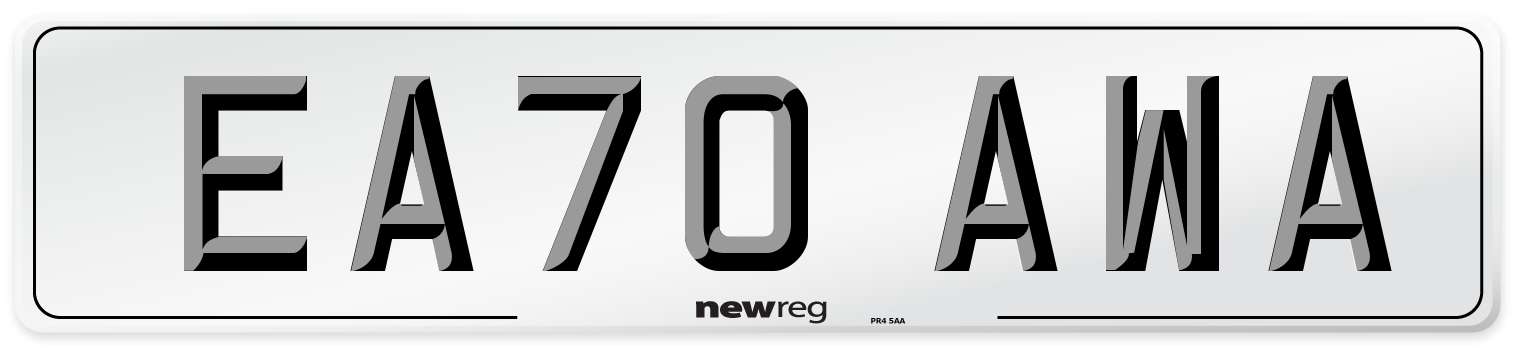 EA70 AWA Number Plate from New Reg